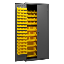 Load image into Gallery viewer, Durham 3500-138B-95 Cabinets, 14 Gauge, 138 Yellow Bins, 36 X 24 X 84