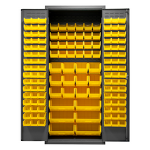 Load image into Gallery viewer, Durham 3500-138B-95 Cabinets, 14 Gauge, 138 Yellow Bins, 36 X 24 X 84