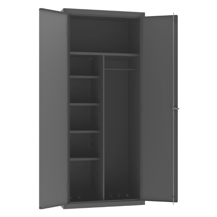 Durham 3500-HDL-95 Janitorial Cabinet, 14 Gauge, 5 Shelves, 36 X 24 X 84