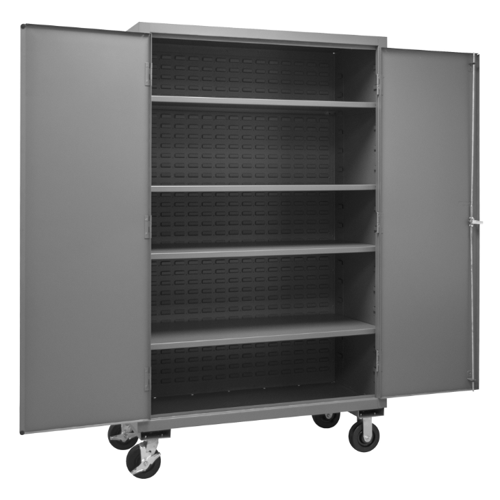 Durham 3502M-BLP-4S-95 Mobile Cabinet, 14 Gauge, 5 Shelves, 48 X 24 X 81