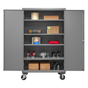 Durham 3502M-BLP-4S-95 Mobile Cabinet, 14 Gauge, 5 Shelves, 48 X 24 X 81