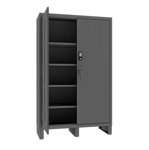 Durham 3704CXC-BLP4S-95 Access Control Cabinet, 14 Gauge, 4 Shelves, 60 X 24 X 78