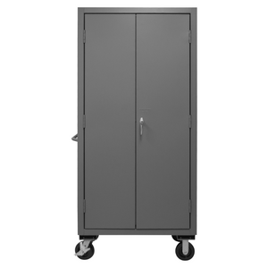 Durham 3501M-BLP-30-1795 Mobile Cabinet, 14 Gauge, 30 Red Bins, 36 X 24 X 81