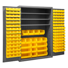 Load image into Gallery viewer, Durham 3502-138-3S-95 Cabinet, 14 Gauge, 3 Shelves, 138 Yellow Bins, 48 X 24 X 72