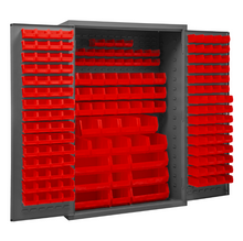 Load image into Gallery viewer, Durham 3502-186-1795 Cabinet, 14 Gauge, 186 Red Bins, 48 X 24 X 72