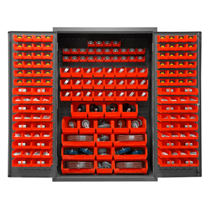 Durham 3502-186-1795 Cabinet, 14 Gauge, 186 Red Bins, 48 X 24 X 72