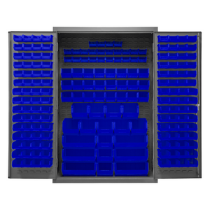 Durham 3502-186-5295 Cabinet, 14 Gauge, 186 Blue Bins, 48 X 24 X 72