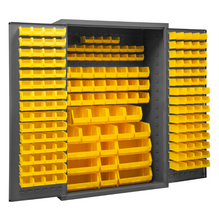 Load image into Gallery viewer, Durham 3502-186-95 Cabinet, 14 Gauge, 186 Yellow Bins, 48 X 24 X 72