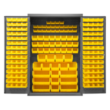 Load image into Gallery viewer, Durham 3502-186-95 Cabinet, 14 Gauge, 186 Yellow Bins, 48 X 24 X 72