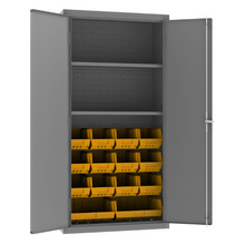 Load image into Gallery viewer, Durham 3602-BLP-14-2S-95 Cabinet, 14 Gauge, 2 Shelves, 14 Yellow Bins, 36 X 18 X 72