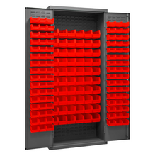 Load image into Gallery viewer, Durham 3603-156B-1795 Cabinet, 14 Gauge, 156 Red Bins, 36 X 18 X 84