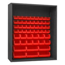 Load image into Gallery viewer, Durham 5019-54-1795 Enclosed Shelving, 12 Gauge, 54 Red Bins, 60 X 24 X 72