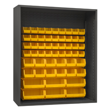 Load image into Gallery viewer, Durham 5019-54-95 Enclosed Shelving, 12 Gauge, 54 Yellow Bins, 60 X 24 X 72