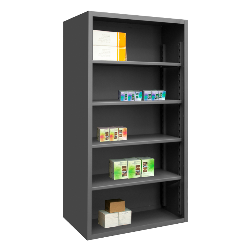 Durham 5023-4S-95 Enclosed Shelving, 12 Gauge, 4 Shelves, 72 X 24 X 72