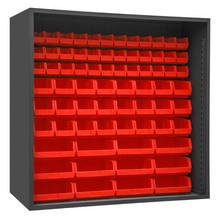 Load image into Gallery viewer, Durham 5023-72-1795 Enclosed Shelving, 12 Gauge, 72 Red Bins, 72 X 24 X 72