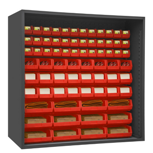 Durham 5023-72-1795 Enclosed Shelving, 12 Gauge, 72 Red Bins, 72 X 24 X 72