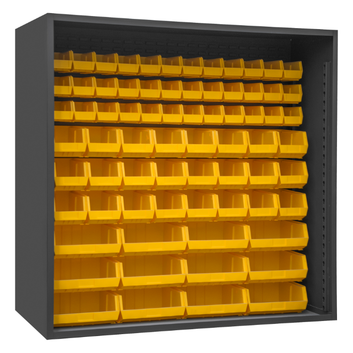 Durham 5023-72-95 Enclosed Shelving, 12 Gauge, 72 Yellow Bins, 72 X 24 X 72