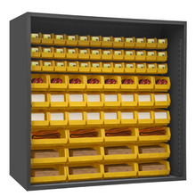 Load image into Gallery viewer, Durham 5023-72-95 Enclosed Shelving, 12 Gauge, 72 Yellow Bins, 72 X 24 X 72