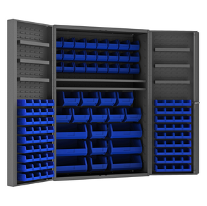 Durham DC48-114-6DS-5295 Cabinet, 14 Gauge, 6 Door Trays, 114 Blue Bins, 48 X 24 X 72