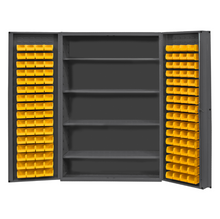 Load image into Gallery viewer, Durham DC48-128-4S-95 Cabinet, 14 Gauge, 4 Shelves, 128 Yellow Bins, 48 X 24 X 72