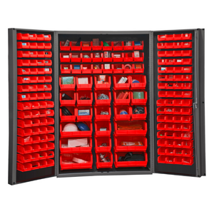 Durham DC48-176-1795 Cabinet, 14 Gauge, 176 Red Bins, 48 X 24 X 72