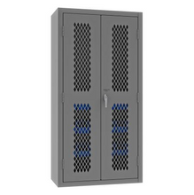 Load image into Gallery viewer, Durham EMDC36182S15B5295 Ventilated Cabinet, 14 Gauge, 2 Shelves, 15 Blue Bins, 36 X 18 X 72