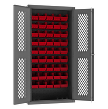 Load image into Gallery viewer, Durham EMDC361845B1795 Ventilated Cabinet, 14 Gauge, 45 Red Bins, 36 X 18 X 72