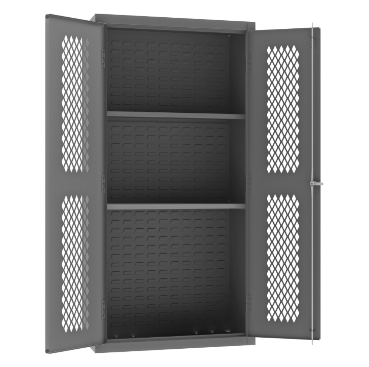 Durham EMDC-361872-2S-95 Ventilated Shelves Cabinet, 14 Gauge, 2 Shelves, 36 X 18 X 72