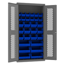 Load image into Gallery viewer, Durham EMDC-361872-30B-5295 Ventilated Cabinet, 14 Gauge, 30 Blue Bins, 36 X 18 X 72