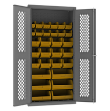 Load image into Gallery viewer, Durham EMDC-361872-30B-95 Ventilated Cabinet, 14 Gauge, 30 Yellow Bins, 36 X 18 X 72