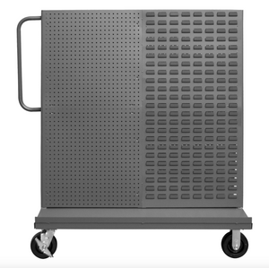 Durham AF-3048-PBLP-BS-95 A-Frame Truck, Double Sided, 1/2 Pegboard & 1/2 Louvered Panels, Gray, 30 X 54-1/2 X 57