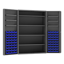 Load image into Gallery viewer, Durham DC48-724S6DS-5295 Cabinet, 14 Gauge, 4 Shelves, 6 Door Trays, 72 Blue Bins, 48 X 24 X 72