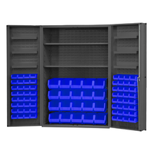 Load image into Gallery viewer, Durham DC48-842S6DS-5295 Cabinet, 14 Gauge, 2 Shelves, 6 Door Trays, 84 Blue Bins, 48 X 24 X 72