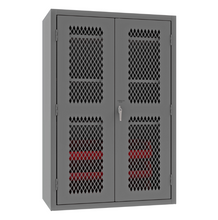 Load image into Gallery viewer, Durham EMDC-482472-6B-3S-1795 Ventilated Cabinet, 14 Gauge, 3 Shelves, 6 Red Bins, 48 X 24 X 72