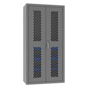 Durham EMDC36242S15B5295 Ventilated Cabinet, 14 Gauge, 2 Shelves, 15 Blue Bins, 36 X 24 X 72