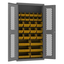 Load image into Gallery viewer, Durham EMDC-362472-30B-95 Ventilated Cabinet, 14 Gauge, 30 Yellow Bins, 36 X 24 X 72