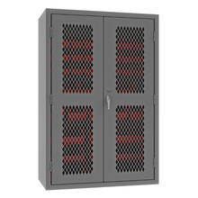 Load image into Gallery viewer, Durham EMDC-482472-42B-1795 Ventilated Cabinet, 14 Gauge, 42 Red Bins, 48 X 24 X 72