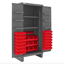 Load image into Gallery viewer, Durham HDC36-60-2S6D1795 Cabinet, 12 Gauge, 2 Shelves, 6 Door Shelves, 60 Red Bins, 36 X 24 X 78