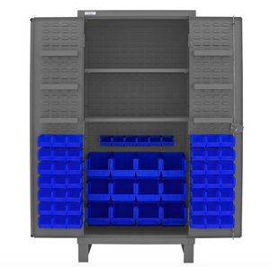 Durham HDC36-60-2S6D5295 Cabinet, 12 Gauge, 2 Shelves, 6 Door Shelves, 60 Blue Bins, 36 X 24 X 78