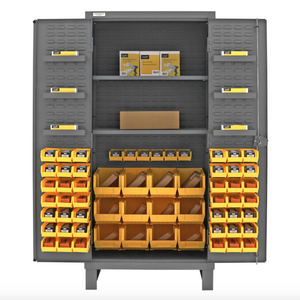 Durham HDC36-60-2S6D95 Cabinet, 12 Gauge, 2 Shelves, 6 Door Shelves, 60 Yellow Bins, 36 X 24 X 78