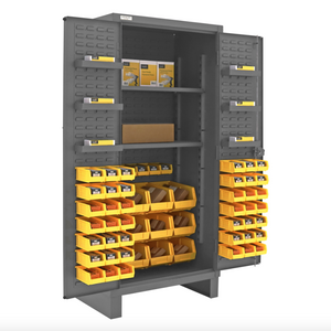 Durham HDC36-60-2S6D95 Cabinet, 12 Gauge, 2 Shelves, 6 Door Shelves, 60 Yellow Bins, 36 X 24 X 78