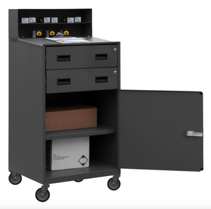 Durham FED-2023-95 Mobile Shop Desk, 1 Shelf, 2 Drawers, 23 X 20-3/16 X 48