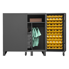 Load image into Gallery viewer, Durham HDC60-72DC18TB5B95 Cabinet, 12 Gauge, 2 Shelves, 60 Bins, 18 Tilt-Bins, 4 Drawer, Wardrobe Bar, 60 X 36 X 60