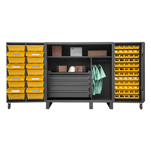 Durham HDC60-72DC18TB5B95 Cabinet, 12 Gauge, 2 Shelves, 60 Bins, 18 Tilt-Bins, 4 Drawer, Wardrobe Bar, 60 X 36 X 60