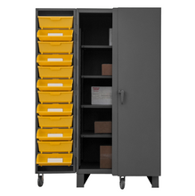 Load image into Gallery viewer, Durham HDC36-DC24TB4S95 Cabinet, 12 Gauge, 4 Shelves, 24 Tilt Bins, 36 X 36 X 78