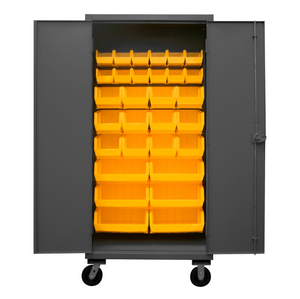 Durham HDCM36-30-95 Mobile Cabinet, 12 Gauge, 30 Yellow Bins, 36 X 24 X 81