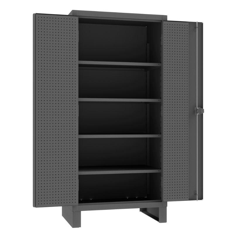 Durham HDCP243678-PB32-4S95 Pegboard Cabinet, 12 Gauge, 4 Adjustable Shelves, 32 Peg Hooks, 36 X 24 X 78