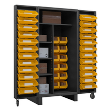 Load image into Gallery viewer, Durham HDJ36-12DC24TB4S95 Cabinet, 12 Gauge, 4 Shelves, 36 Yellow Bins, 36 X 36 X 78