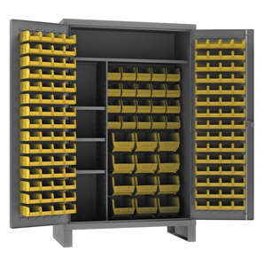 Durham HDJC244878-156-4S95 Maintenance Cabinet, 12 Gauge, 4 Shelves, 156 Yellow Bins, 48 X 24 X 78