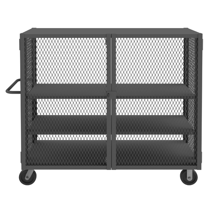 Durham HTL-2460-DD-2AS-95 Mesh Truck, 2 Adjustable Shelves, 24 X 60, 2000 Lbs. Capacity